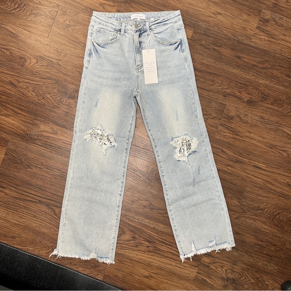 NWT Risen High Rise Sequin Knee Patches